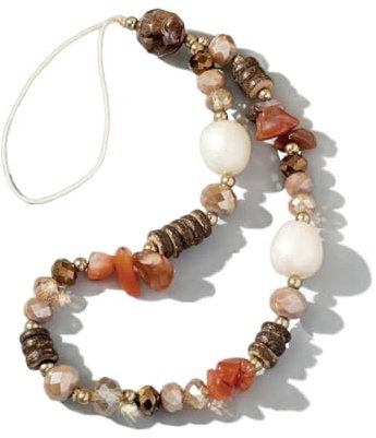 Duories Bracelets Téléphone Portable,Bijoux de Téléphone Chaîne de Téléphone Portable Anti-Perte en Argile Acrylique de Style Tendance,Bijoux de Telephone,Style bohème Vintage 1 pièce,Marron