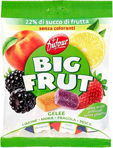 Big Frut Caramelle Frutta Mediterranea Bonbons 6 x 150g Zitronenmix weich | Gusti limone, mora, fragola e pesca; fruchtige Vielfalt einzeln ideal für Büro und unterwegs, Gesamtnettogewicht 900 g