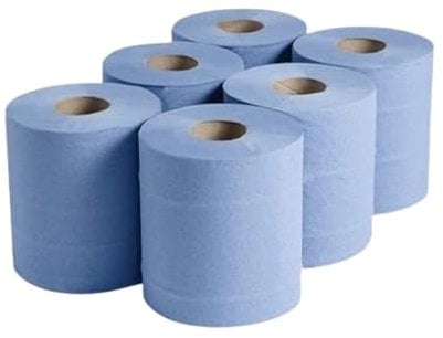 B BALSAT Bobinas de Papel Industrial de celulosa Azul Rollos de Papel 100% Pasta Virgen Azul. Pack de 6 bobinas de Papel. Acabado Laminado 840 gr por Bobina. Industria alimentaria (SEC914)