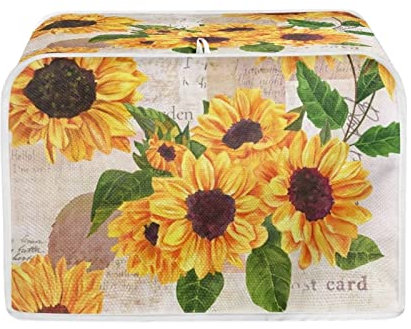 Annejudy Vintage Sunflower 4 Slice Toaster Cover, Small Appliance Bread Maker Cover for Kitchen, Dustproof Toaster Oven