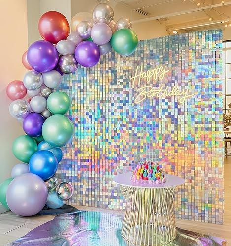 Kate Sequin Backdrop Shimmer Wall Backdrops Sequin Shimmer Wall Panels Glitter Backdrop for Party Decorations Birthday Wedding -24PCS Silver