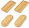 KtbeYTi 4 Piezas Posavasos de Bambú 17.5 cm x 8.8 cm Bandejas de Madera, Bandeja Bambú Rectangular Ovalada para Té, Café, Pastel, Suculento