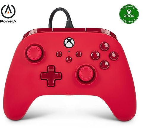 PowerA Advantage Wired Controller for Xbox Series X|S - Red, Xbox Controller with Detachable 10ft USB-C Cable, Mappable Buttons, Trigger Locks and Rumble Motors, Officially Licensed for Xbox