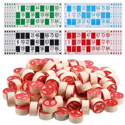 jojofuny 1 Jeu De Bingo Russe Jetons De Cartes De Bingo en Bois Jeux De Société Bingo Loto Jeux De Pelouse Barbecue Activités Intérieures Et Extérieures pour Enfants Et Adultes