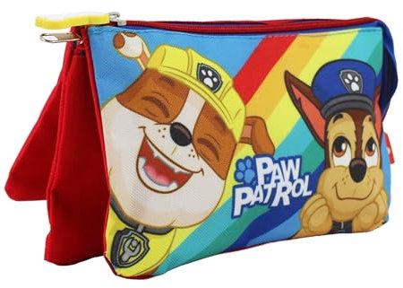 PAW PATROL Federmäppchen für Jungen, Dreifaches Design mit Chase und Rubble, Schulset, Kinder Stiftebox