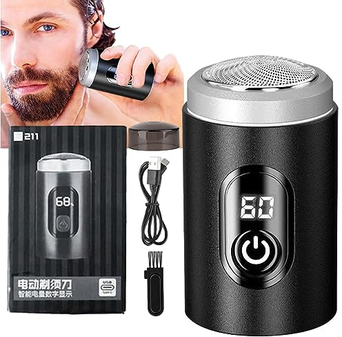 Pocket Size Shaver - Rechargeable Electric Razor with Detachable Head - Face Cleaning Supplies Travel-Friendly Shaver for Business Trips, Offices, Cars, Camping, Air Traveling Zorq