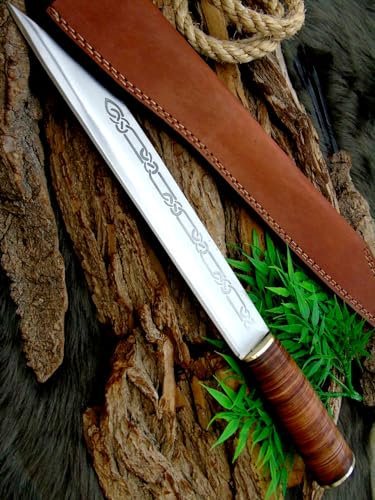 Wikinger messer mit Leder/Messing Scheide handgeschmiedetl 1095 Stahl MAQ1816