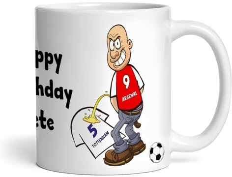 Arsenal Weeing on Tottenham Funny Football Gift Mug | Personalised Rivalry vs Team | Wee on Joke Spoof for Men and Him
