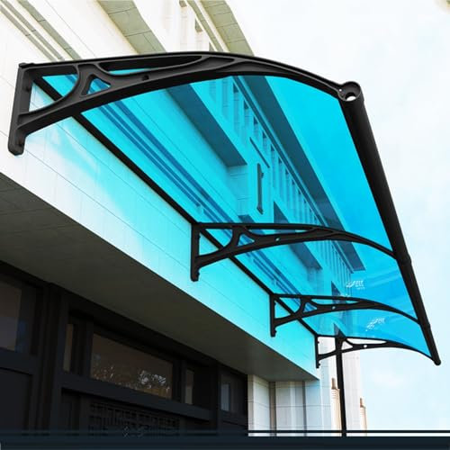 Marquesinas Exterior, Tejadillo Proteccion Lluvia con Fregadero, Marco de Aluminio Marquesina Puerta Exterior, Protección Contra la Lluvia y la Nieve, Policarbonato Placas Transparente ( Color : Blauw