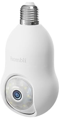 Hombli 2K QHD Outdoor Security Camera | E27 Bulb Socket | Pan & Tilt Angle | WiFi | Infrared, Colour Night Vision | Motion Activated Floodlight & Alarm | Compatible with Alexa & Google