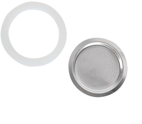 YUANGANG Guarnizione in gomma siliconica per caffettiera espresso e moka, flessibile e bianca (1 tazza + setaccio), 1177737646