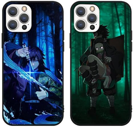 2 Stück Handyhülle für Samsung Galaxy S24 Ultra 5G Hülle 6.2 Zoll, Anime Kamado Nezuko Tanjirou Giyuu Muster Design Manga Case Cartoons Schutzhülle TPU Silikon Charmant für Jungen Frau
