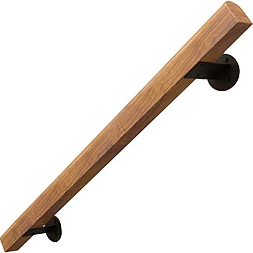 LQSYBHD Corrimano in Legno Massello,Set Ringhiera per Scale Interne,Corrimano da Parete con Robuste Barckets in Metallo,Corrimano da Parete,Passamano per Interni O Esterni(Size:2ft/60cm)