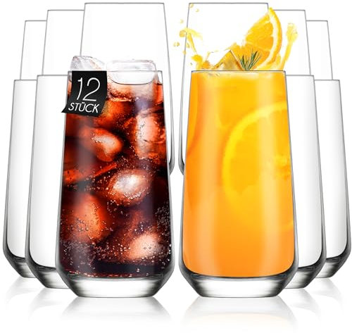 KONZEPT Trinkgläser-Set, 480 ml, Longdrinkgläser, Cocktailgläser, Gläser Set 12 teilig, Ideal für Cocktail, Saft und als Wassergläser