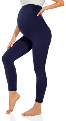TNNZEET Umstandsleggings High Waist Umstandsmode Damen Umstandshose Schwangerschaft Leggings Lang für Yoga(Marineblau,L)