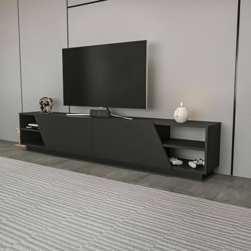 Dmora Mobile Porta TV Nyx, Credenza da Soggiorno, Armadio Basso per TV, Base Parete attrezzata, 240x37h47 cm, Antracite