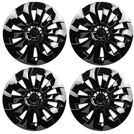 Kompatibel for Tesla Model 3 4 Stück 19 Zoll Radkappen Radschutz Modell 3 2020–2022 Nabenabdeckungsring Fahrzeug Auto Außenreifen Dekoration(Color:Gloss Black)