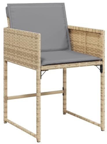vidaXL Gartenstühle 4 STK., Gartenstuhl mit Kissen, Gartensessel Stuhl für Garten Balkon Terrasse, Sessel Stuhlset Gartenmöbel, Beigemischung Poly Rattan