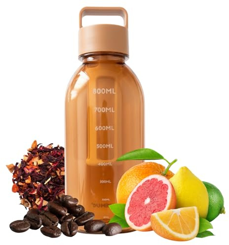 WEMUG 1L Plastic Infuser Water Bottle, Leakproof, Giant with filter, Amber | 33.8oz 3-in-1 Plastic Infuser Bottle – Brew coffee, tea or fruit water, or remove the filter for a leakproof water bottle.