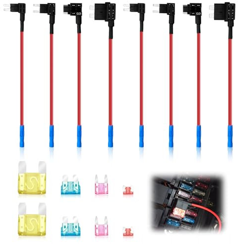 Juego de 8 grifos de seguridad de circuito para coche con ATO, Mini, Micro2 y Mini adaptador/soporte,Kit imprescindible para Hardwire Cable HK3 HK