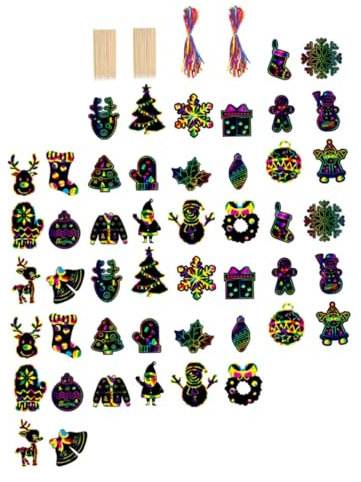 TOYANDONA 1 Satz weihnachtskratzpapier selber machen Weihnachtsausschnitte Baumschmuck Feiertagskratzzeichnung weihnachtsdeko zum basteln weihnachtskarten basteln Weihnachtsbedarf Holz