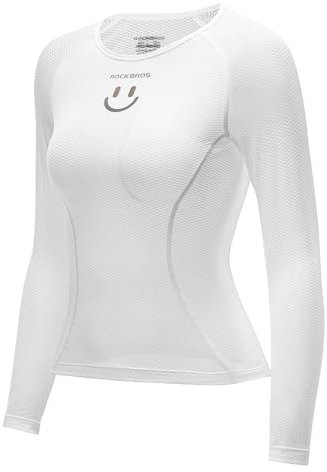 ROCKBROS Women’s Cycling Long Sleeve Jersey Cycling Top Base Layer for Women Breathable Biking Women's Shirt Quick Dry Summer Cycling Clothes for Ladies, Bicycles, Running, Hiking, White