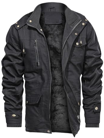 Winterjacke Herren Fleece Kapuzenjacke Alltag Sweatjacke Vintage Sportjacke Lässig Puffer Jacke Oversized Trainingsjacke Herbst Wanderjacke Regular Fit WanderjackeBaumwolle Kleidung Oberteile Pullover