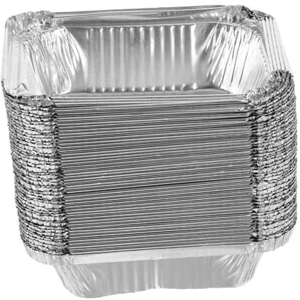Hohopeti 100 Piezas Barbacoa en caja de papel de aluminio sartén para llevar moldes para pan de papel de aluminio bandeja de aluminio sartenes de aluminio sartén de aluminio Silver