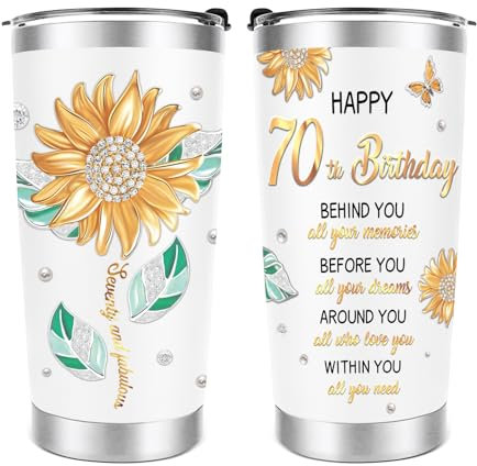 70th Birthday Gifts for Women - 20 Oz Tumbler 70th Birthday Gift Ideas for Her, 70th Birthday Persent Mugs, 70 Year Old Gift Decoration for Women, 70th Birthday Funny Gifts for Women Mum Wife Ladies