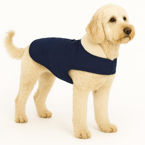 Flamingo Hundemantel Winter – Koda Dunkelblau – 45cm – warm & modisch – Polyester – wasserabweisend – Fleece-Innenfutter – Klettverschluss – Geschirröffnung – hoher Kragen