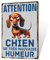Plaque Murale Décorative en Métal, Citations et Animaux Humoristiques, Aluminium (Attention Chien)