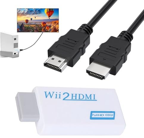 Wii HDMI Adapter,Wii to HDMI Adapter with 1.5m HDMI Cable,Wii to HDMI for 1080P/720P HD Video Audio Output,Wii Adapter to HDMI,Wii to HDMI Converter Compatible with All Wii Display Modes(White)