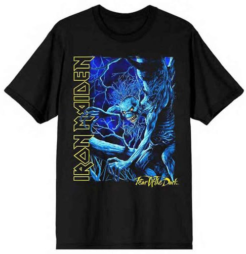 Rock Off officially licensed products Iron Maiden Fear of The Dark Blue Tone Eddie Vertical Logo T Shirt L