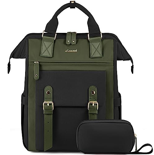 LOVEVOOK Rucksack Damen, Groß Laptop Schulrucksack Mädchen Teenager 15,6 Zoll mit Datenkabel-Beutel, Wasserdicht Reiserucksack Schultasche Backpack Elegant für Uni Arbeit Business Reise Beige