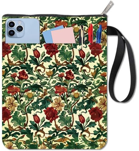 CRASPIRE Funda Libro Funda Cuaderno Funda Clásica Diseño Floral Hojas Verdes Y Enredaderas Bolsillo Frontal Tela Lavable Ideal Amantes los Libros Cumpleaños Graduación Y Navidad