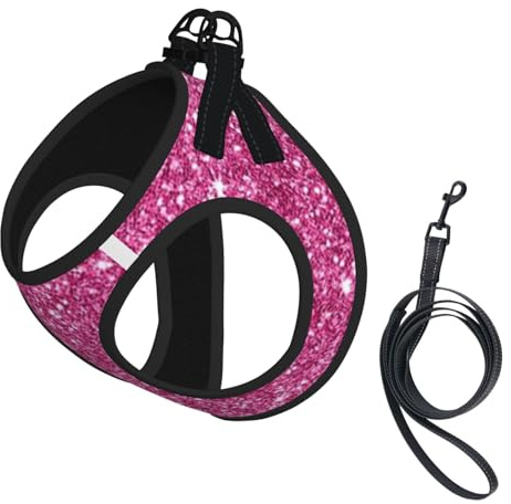 Funkelnder rosa Glitzer, Haustiergeschirr, Verstellbares reflektierendes Hundegeschirr, Haustierleinenweste,L