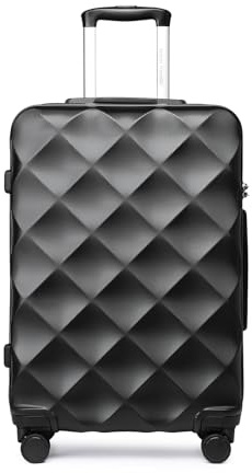 British Traveller Mittelgroßer Koffer 64x43x26.5 cm Leichter Reisekoffer aus ABS+PC mit TSA-Schloss, 4 Rollen Koffer Trolley