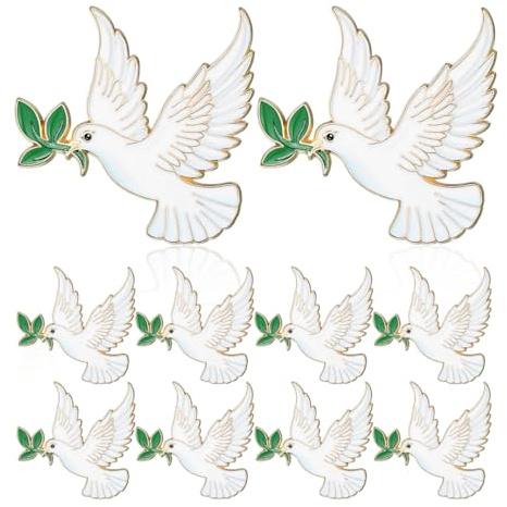 Vaguelly Lot De 10 Broches Colombe De La Paix Avec Branche D'Olivier Pins Symbole De La Paix Épingles Décoratives Pour Femmes Manteaux Pulls Costumes Et Robes