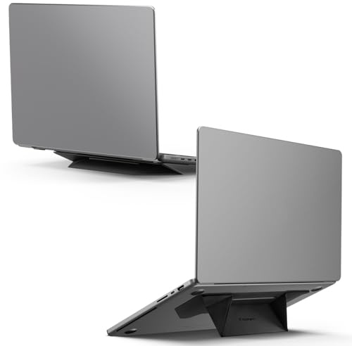 Spigen Slim Fold Portable Laptop Stand for Desk Foldable Keyboard Riser | 2 Adjustable Angle Lightweight Anti-Slip Adhesive Holder Compatible with MacBook Neo/Pro/Air iPad Pro/Air M2 M3 M4 M5 11-16