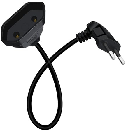 YINGAYOU Prolunga Elettrica Europea 2.5A 250V 625W 90 Gradi Cavo Prolunga Elettrica 2x0.75 mm² per Elettrodomestici, Lampada, TV (Nero, 0,3 m)