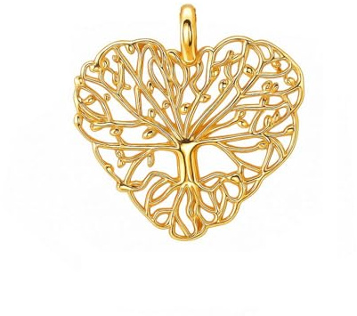Pendentif arbre de vie en forme de coeur | plaqué or 18 carats | vendu seul