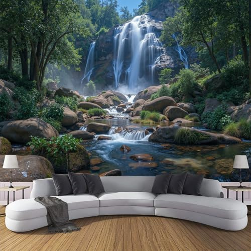 Tapete 3D Fototapete Natürliche Landschaft Wandtapete Wandbilder Wasserfallwald Foto Tapeten Wanddekoration Für Wohnzimmer Schlafzimme Tapete Motivtapeten