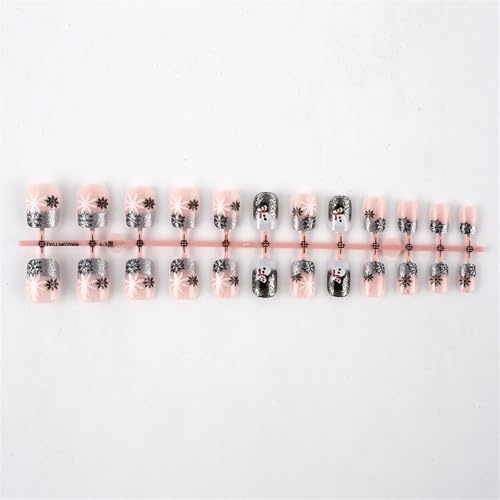 Lot de 24 faux ongles en forme de bonhomme de neige à coller sur les flocons de neige pour l'hiver