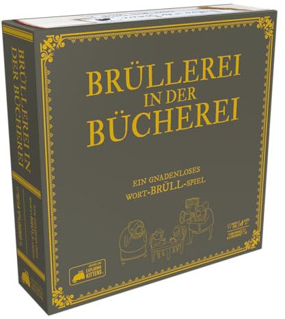 Exploding Kittens, Brüllerei in der Bücherei, Lustiges Partyspiel, Deutsch | Gnadenloses Wort-Brüll-Spiel für 2+ Spieler, 20 Minuten, Denke schnell, Nicht kompliziert, Brettspiel ab 8 Jahren