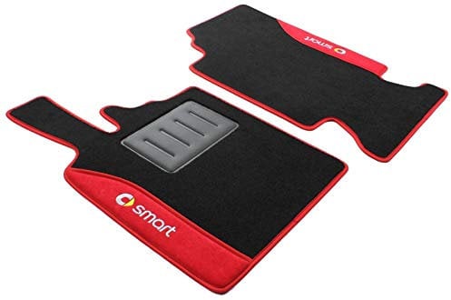 ilTappetoAuto COLOR0000021R, rutschfeste Teppich-Automatten, maßgefertigt, 2 Stickereien, rot, kompatibel mit ForTwo W451 von 2007–2014, Coupé und Cabriolet