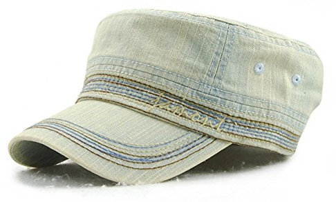 Roffatide Unisex Baumwolle Flat Top Peaked Baseball Cap Armee Militär Corps Hut Kappe Visier Blau B