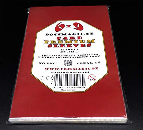 docsmagic.de 50 Premium 6 x 9 Card Sleeves - 156 x 232 mm - Photo Postcard Kartenhüllen