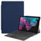 LingDan Étui pour Microsoft Surface Pro 4/5/6 (12,3 Pouces) Tablette PU Cuir Housse Flip Coque Cass Motif avec Fente de Stylo, Built Stand et Magnétique Fermeture Shell de Protection, Bleu Foncé