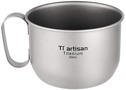 Lixada Kaffeebecher, 500 ml, Titan, Wasserbecher, Kaffeetasse, Outdoor, Camping, Wandern, Rucksackreisen