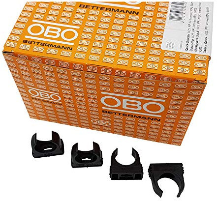 100x OBO Bettermann M25 Quick-Schellen | Klemmschelle | Rohrschelle | anreihbar | tiefschwarz | 25mm | 100 Stück